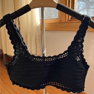 Beach Riot Andy Crochet Bikini Top in Black